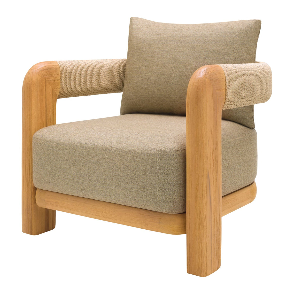 Modern European furniture - Cushioned Teak Outdoor Accent Chair - www.oroa.com