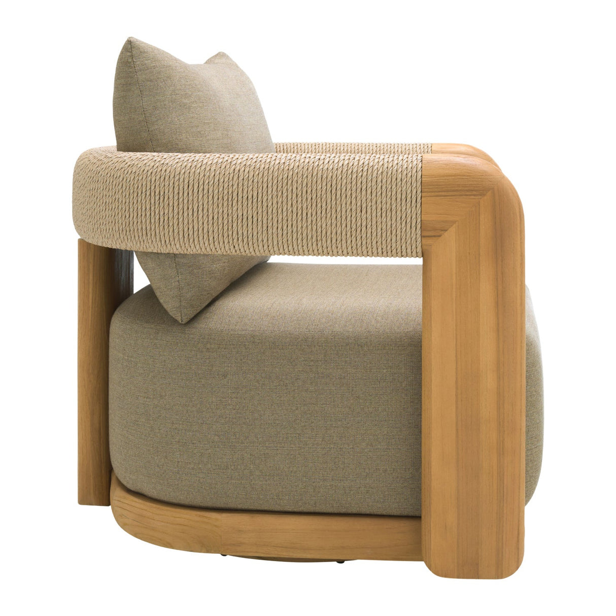 Modern European furniture - Cushioned Teak Outdoor Swivel Chair - www.oroa.com