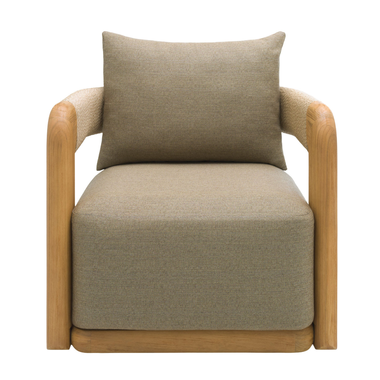 Modern European furniture - Cushioned Teak Outdoor Swivel Chair - www.oroa.com