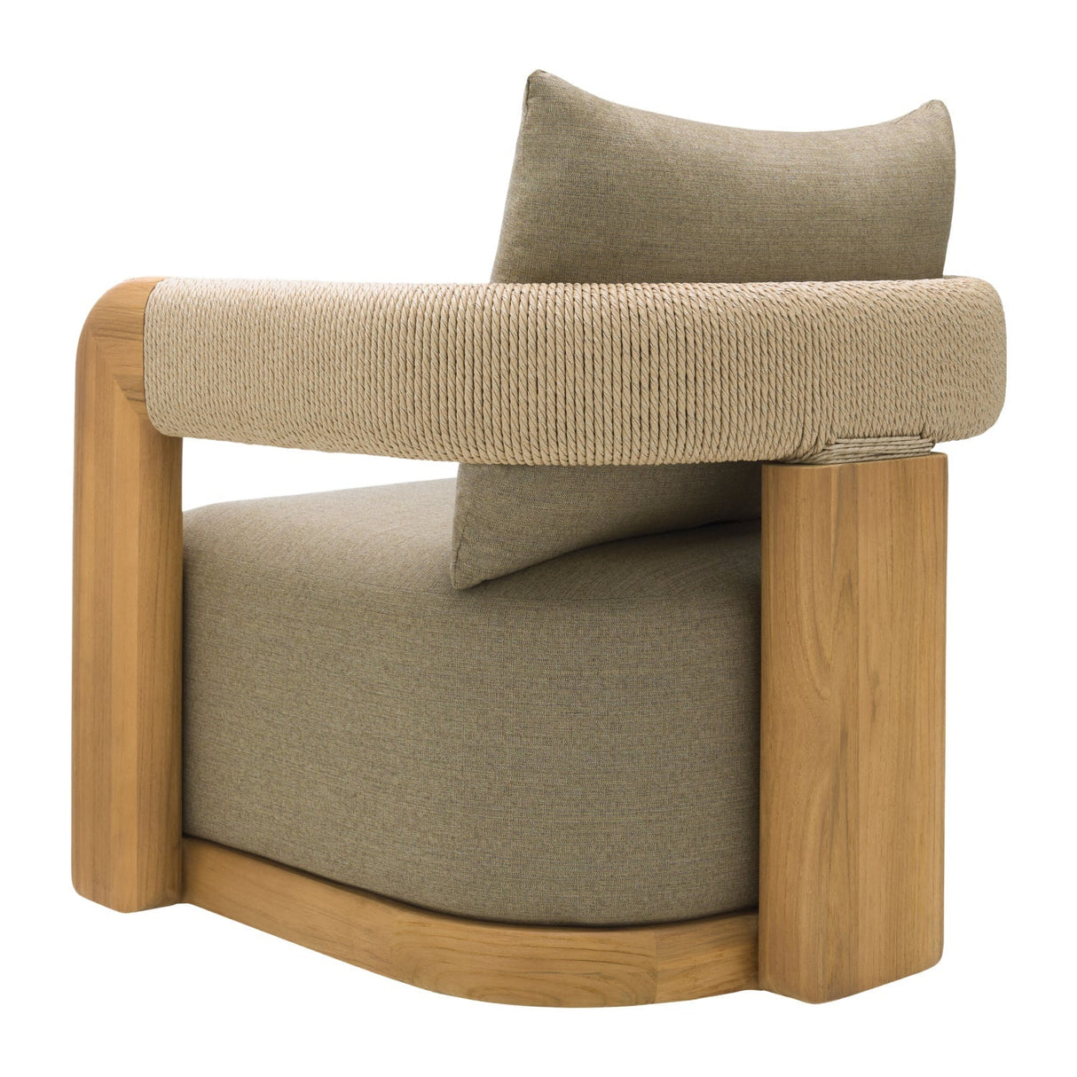 Modern European furniture - Cushioned Teak Outdoor Swivel Chair - www.oroa.com