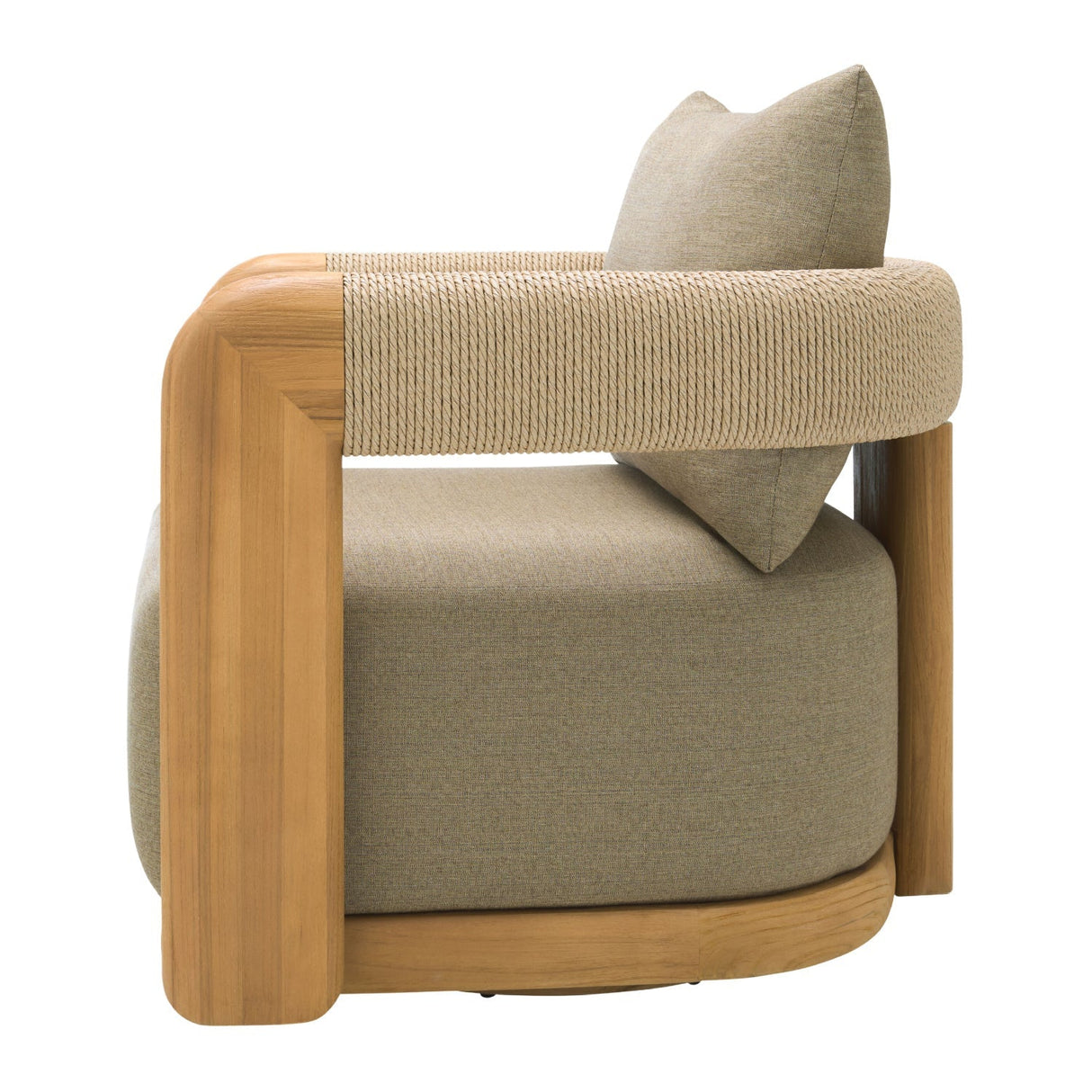 Modern European furniture - Cushioned Teak Outdoor Swivel Chair - www.oroa.com
