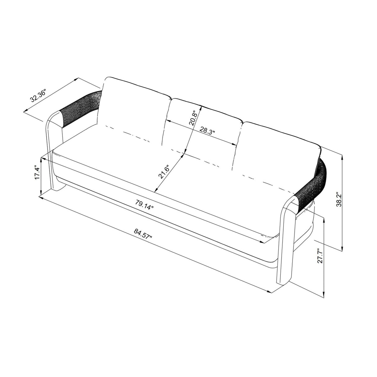 Modern European furniture - Cushioned Teak Outdoor Sofa - www.oroa.com