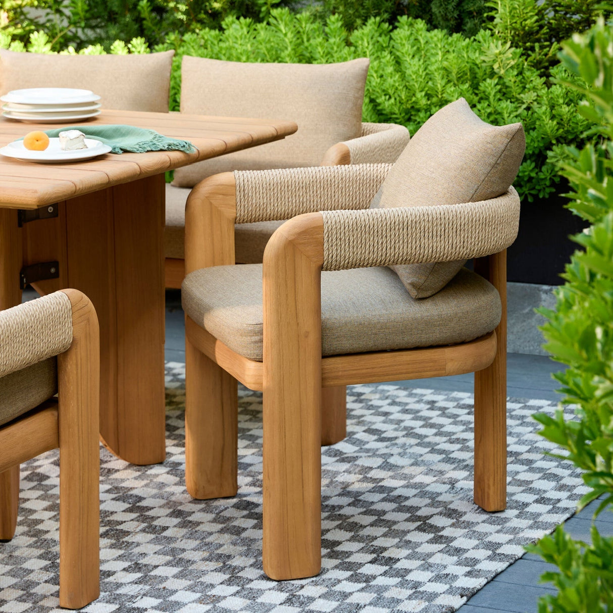 Modern European furniture - Cushioned Teak Outdoor Dining Chair - www.oroa.com