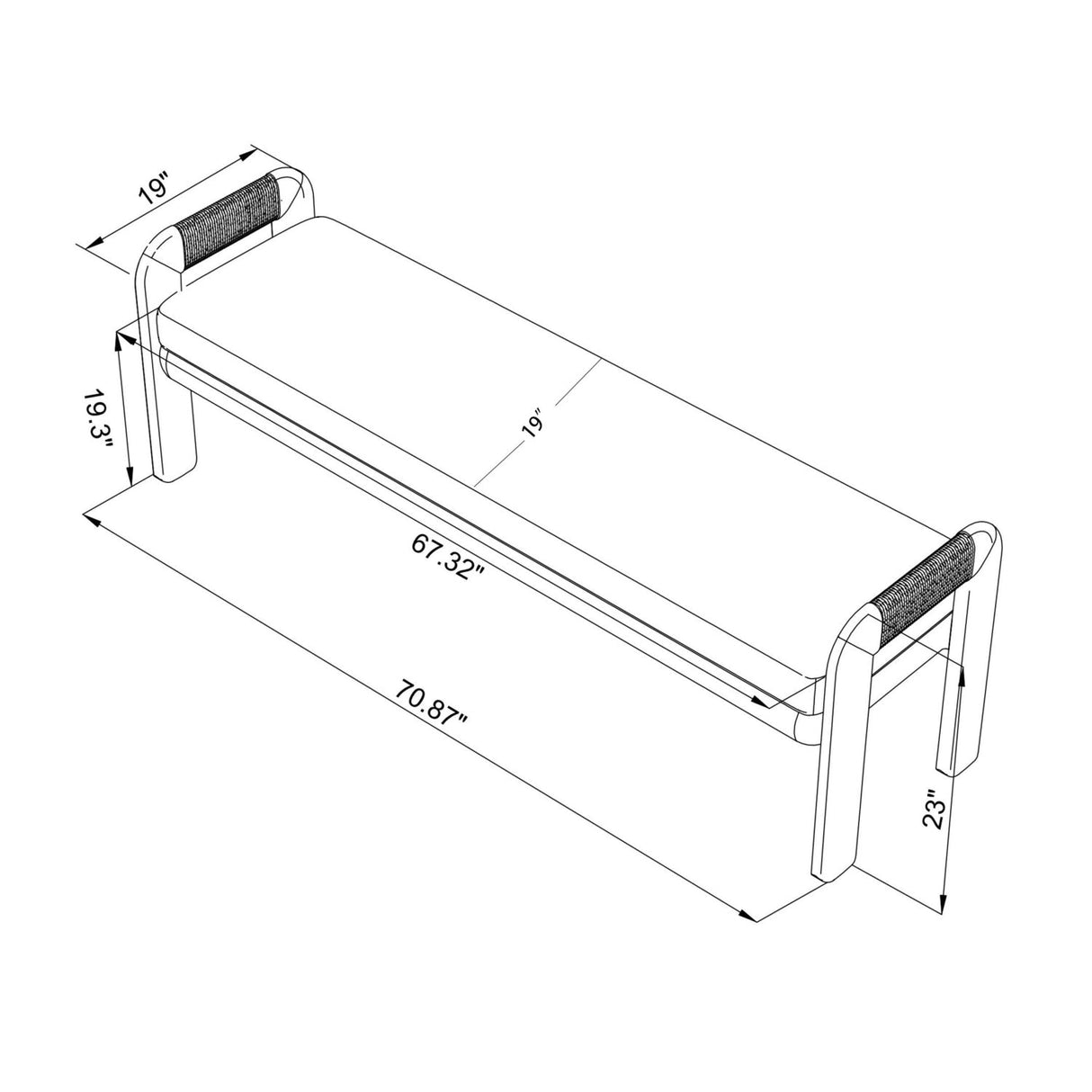 Modern European furniture - Cushioned Teak Outdoor Backless Bench - www.oroa.com