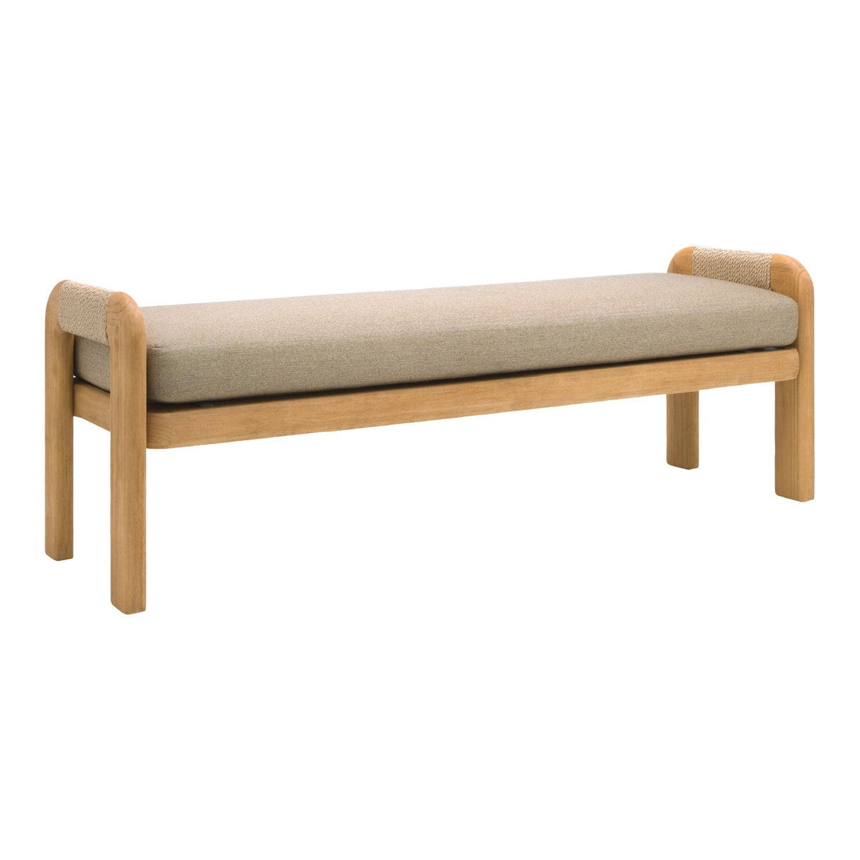 Modern European furniture - Cushioned Teak Outdoor Backless Bench - www.oroa.com
