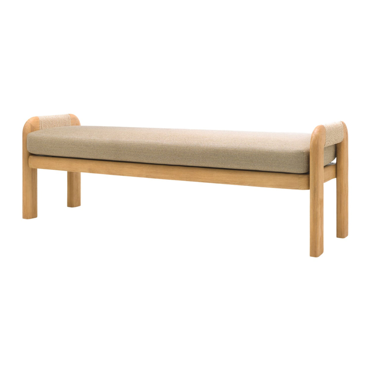 Modern European furniture - Cushioned Teak Outdoor Backless Bench - www.oroa.com