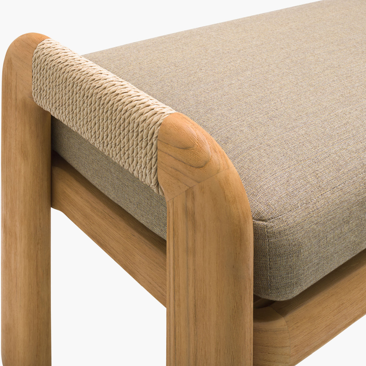 Modern European furniture - Cushioned Teak Outdoor Backless Bench - www.oroa.com