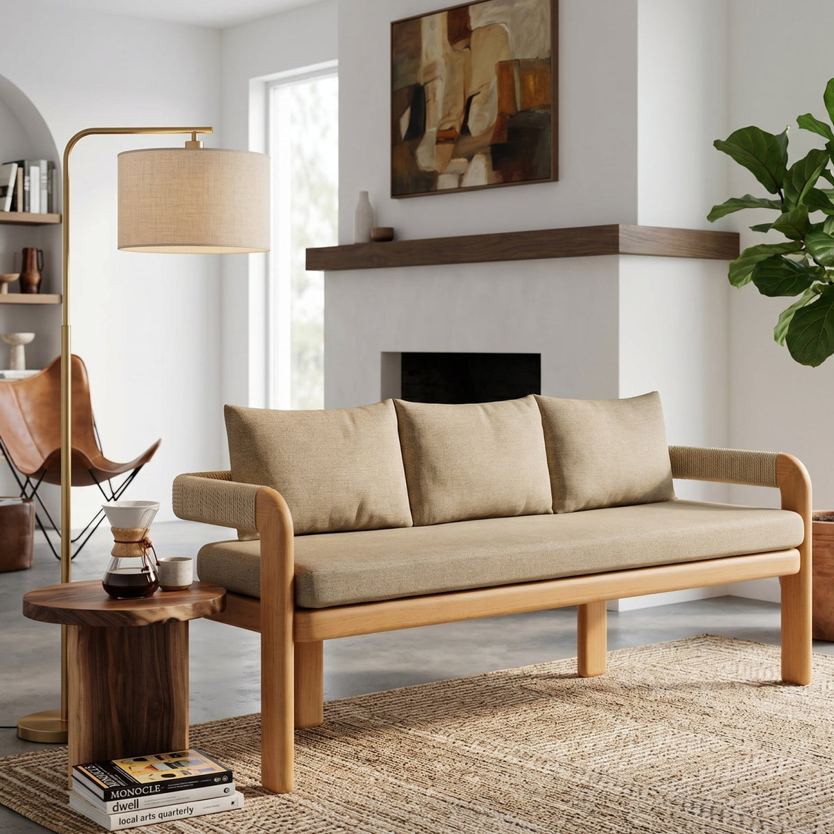 Modern European furniture - Cushioned Teak Outdoor Bench - www.oroa.com