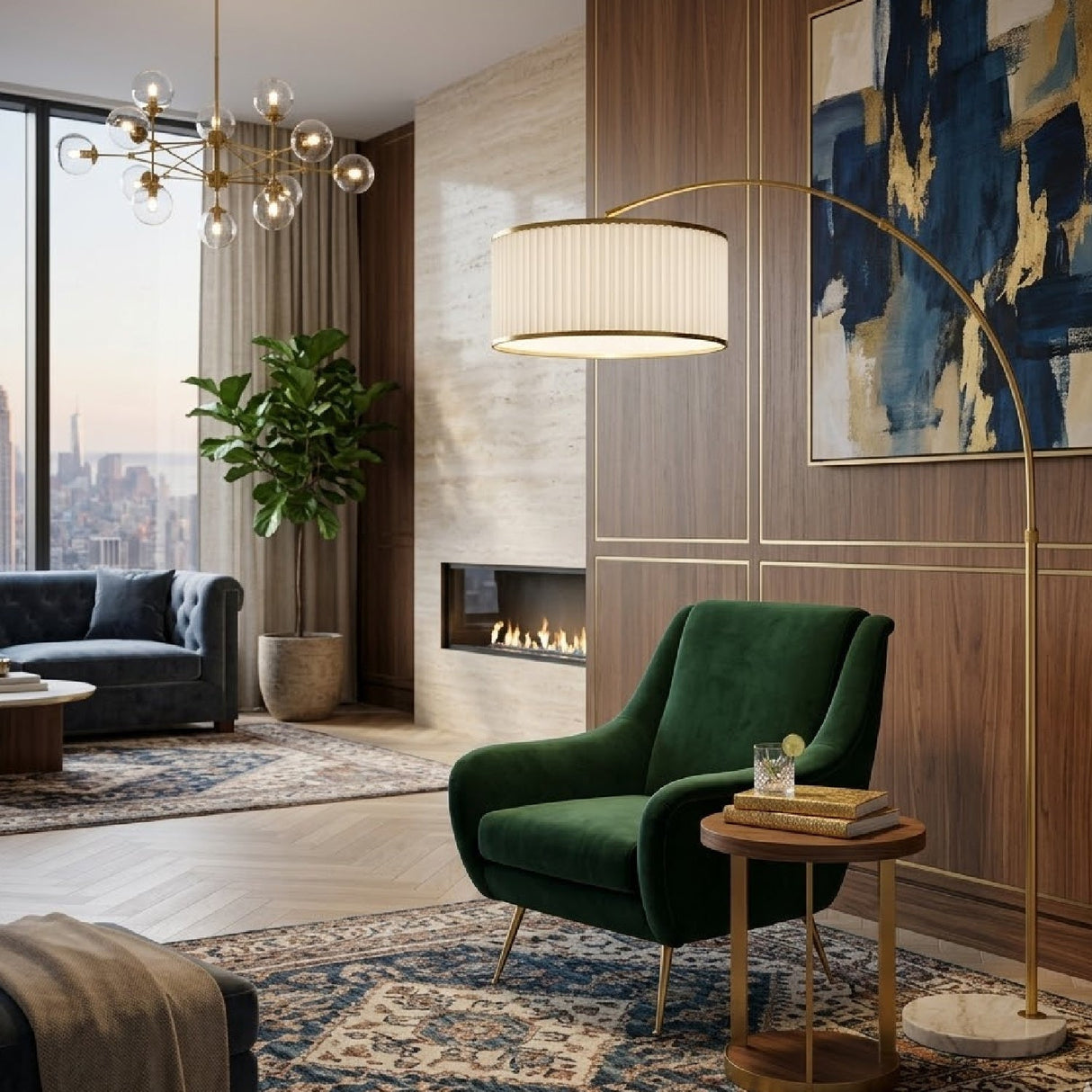 Modern European furniture - White Fluted Linen Floor Lamp - www.oroa.com