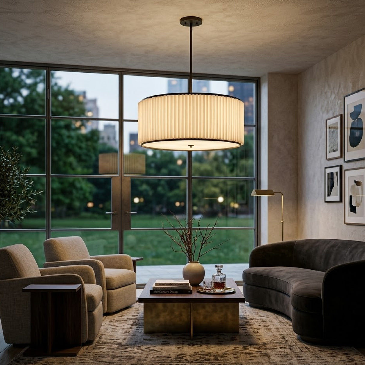 White Fluted 2-Light Chandelier | Oroa.com