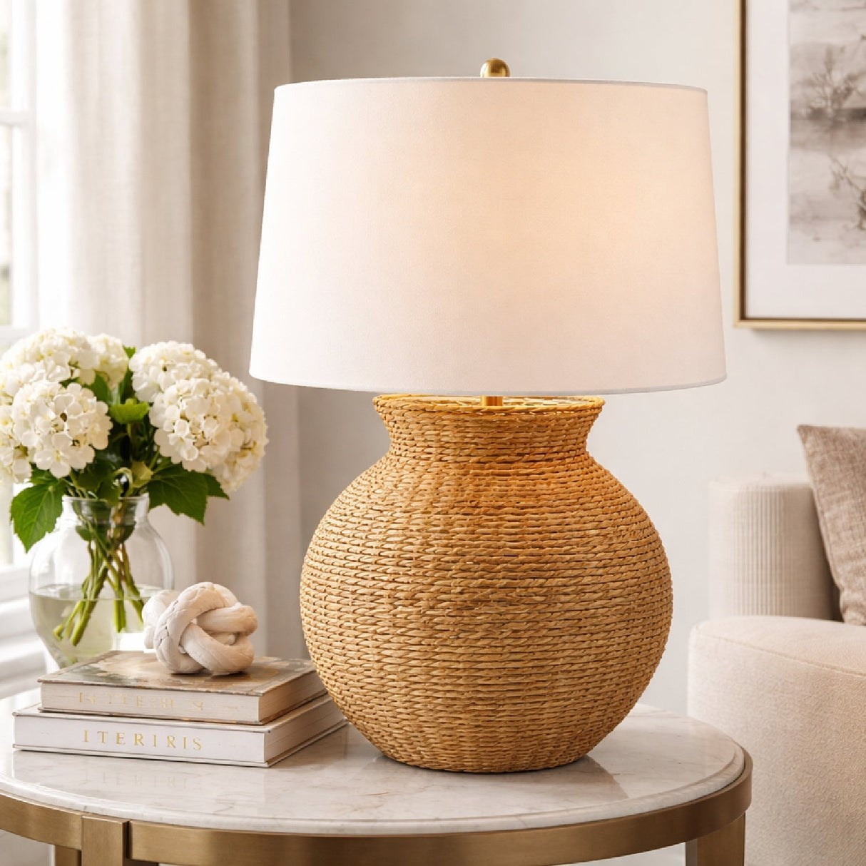 Modern European furniture - White Drum Shade Table Lamp - www.oroa.com