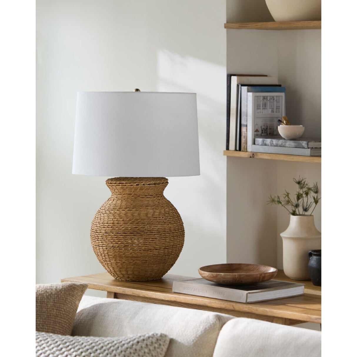 Modern European furniture - White Drum Shade Table Lamp - www.oroa.com