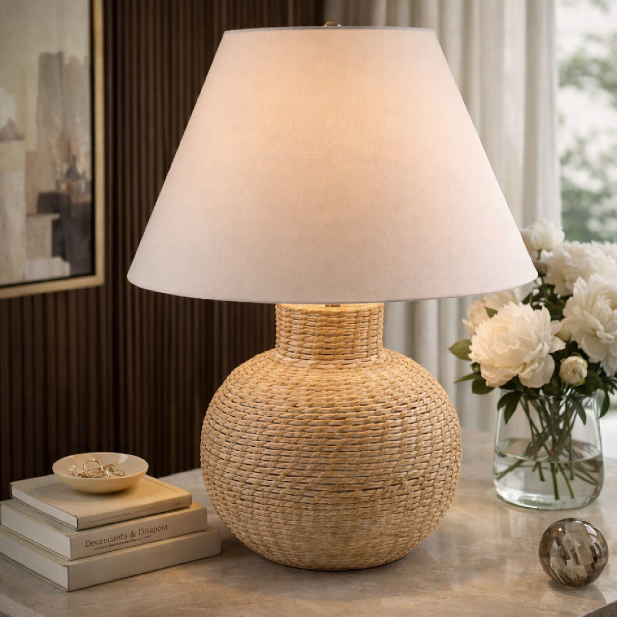 Modern European furniture - White Empire Shade Table Lamp - www.oroa.com