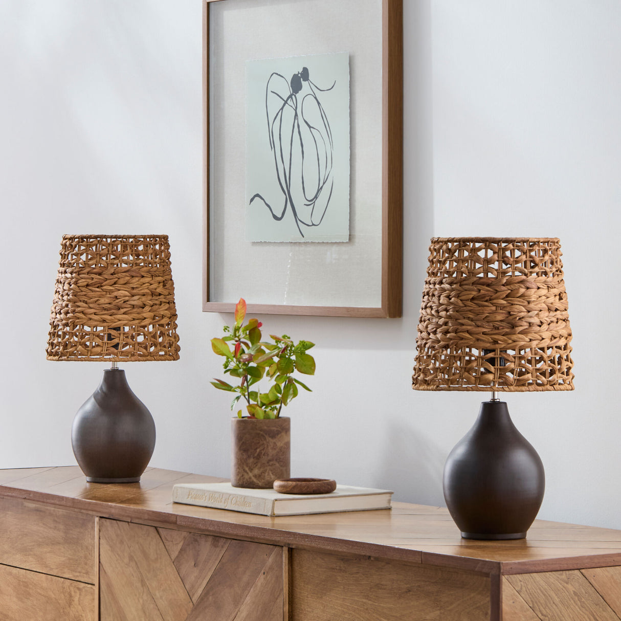 Modern European furniture - Braided Seagrass Ceramic Table Lamps (2) - www.oroa.com