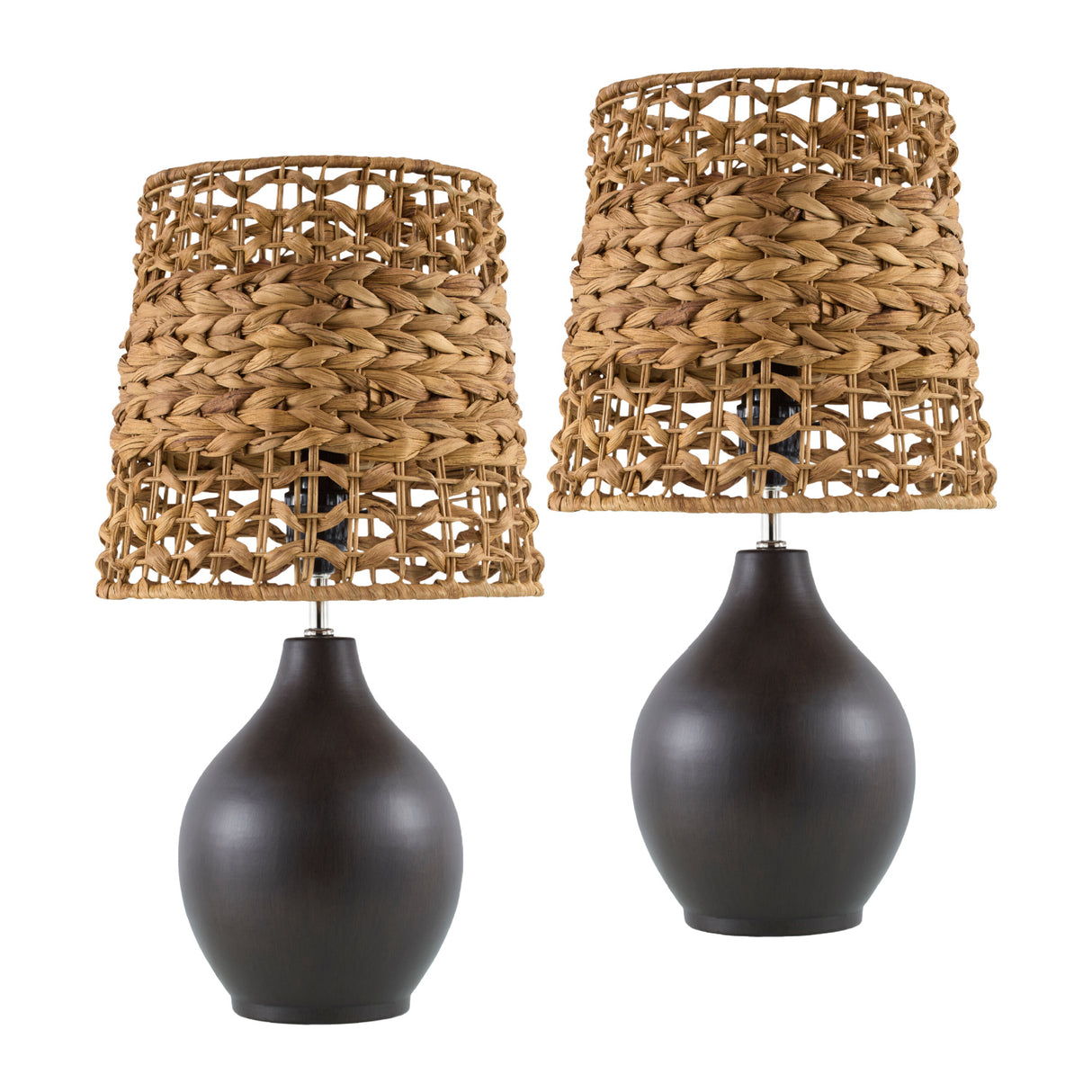 Modern European furniture - Braided Seagrass Ceramic Table Lamps (2) - www.oroa.com