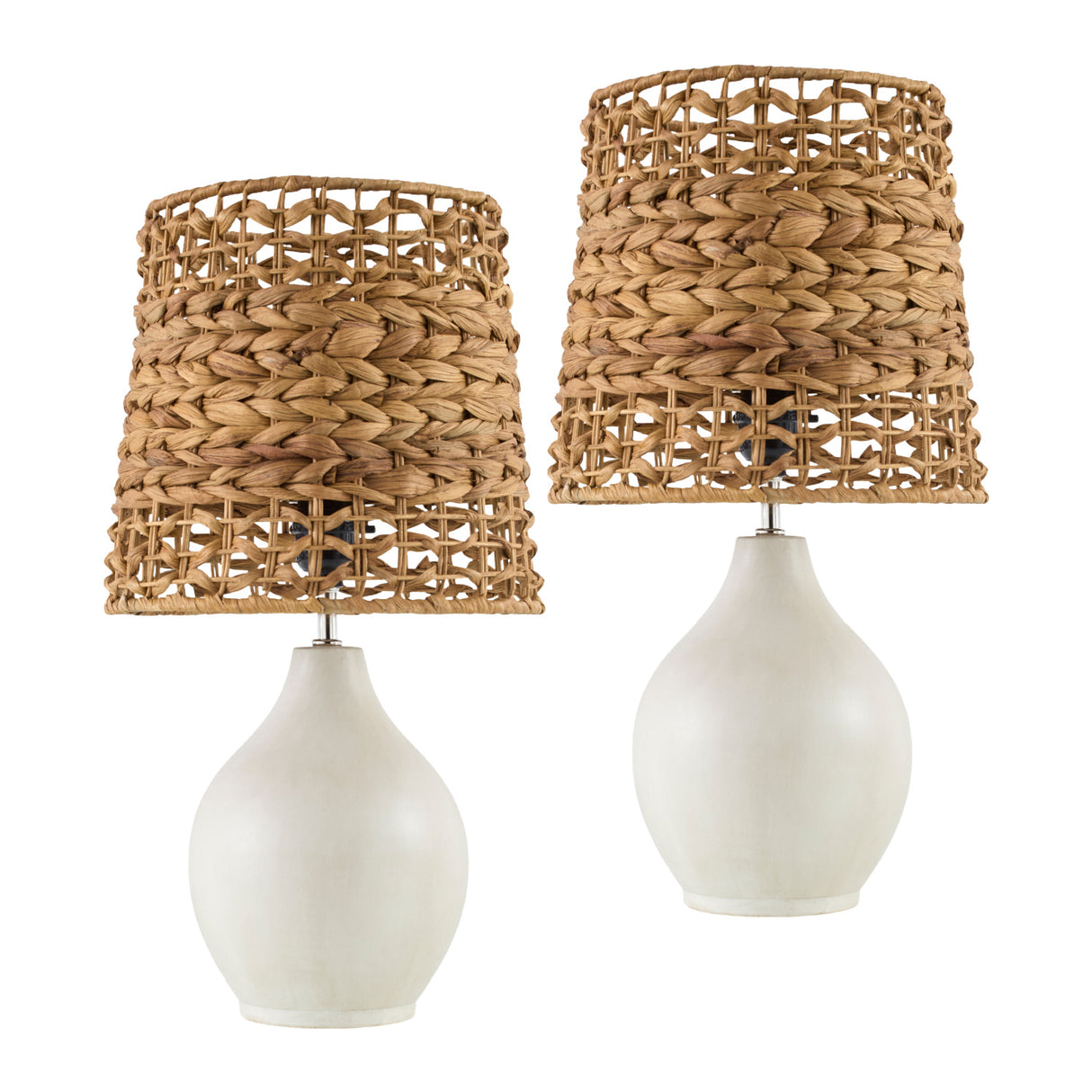 Modern European furniture - Braided Seagrass Ceramic Table Lamps (2) - www.oroa.com