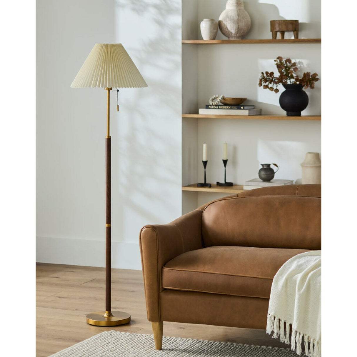Modern European furniture - Pleated White Linen Floor Lamp - www.oroa.com