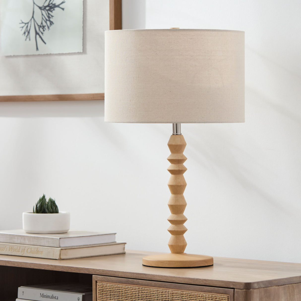 Modern European furniture - Wood Veneer Linen Table Lamp - www.oroa.com | Oroa.com