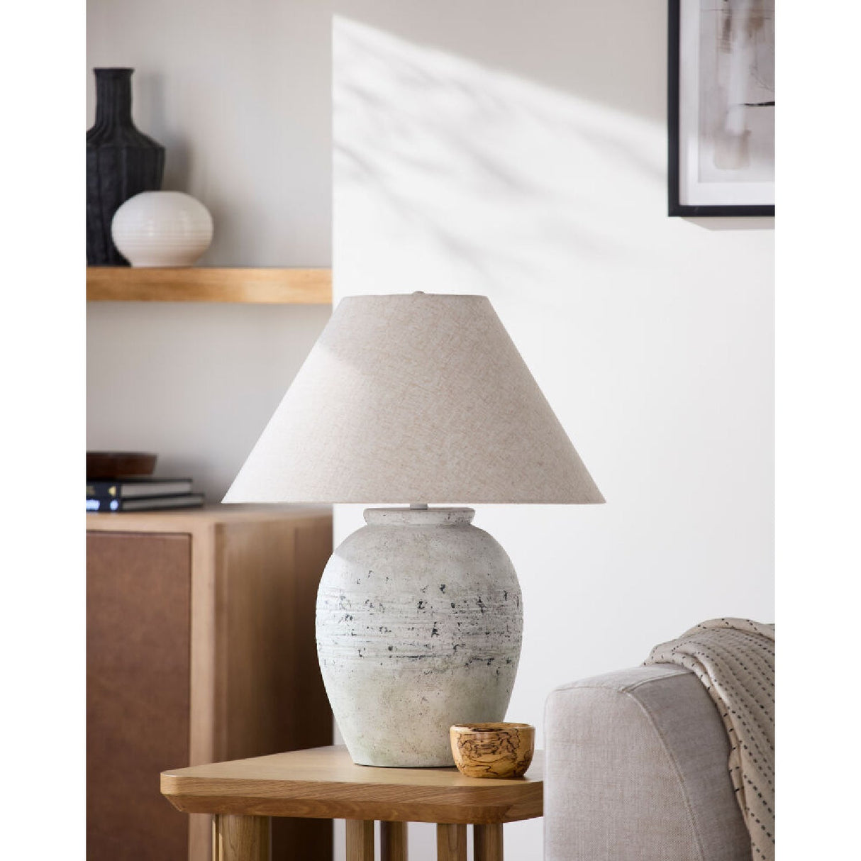 Modern European furniture - Painted White Cement Table Lamp - www.oroa.com