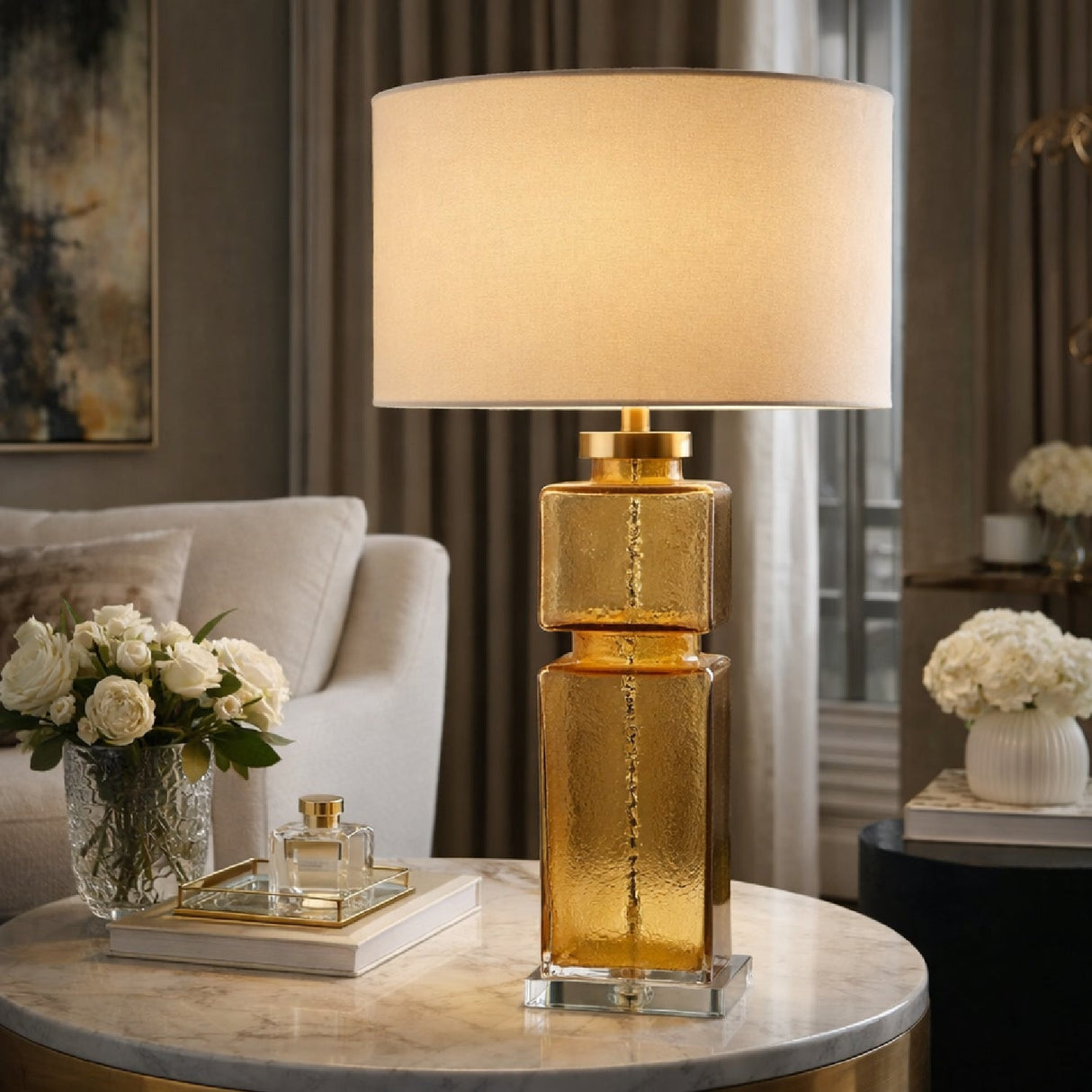 Modern European furniture - Yellow Glass Accent Table Lamp - www.oroa.com