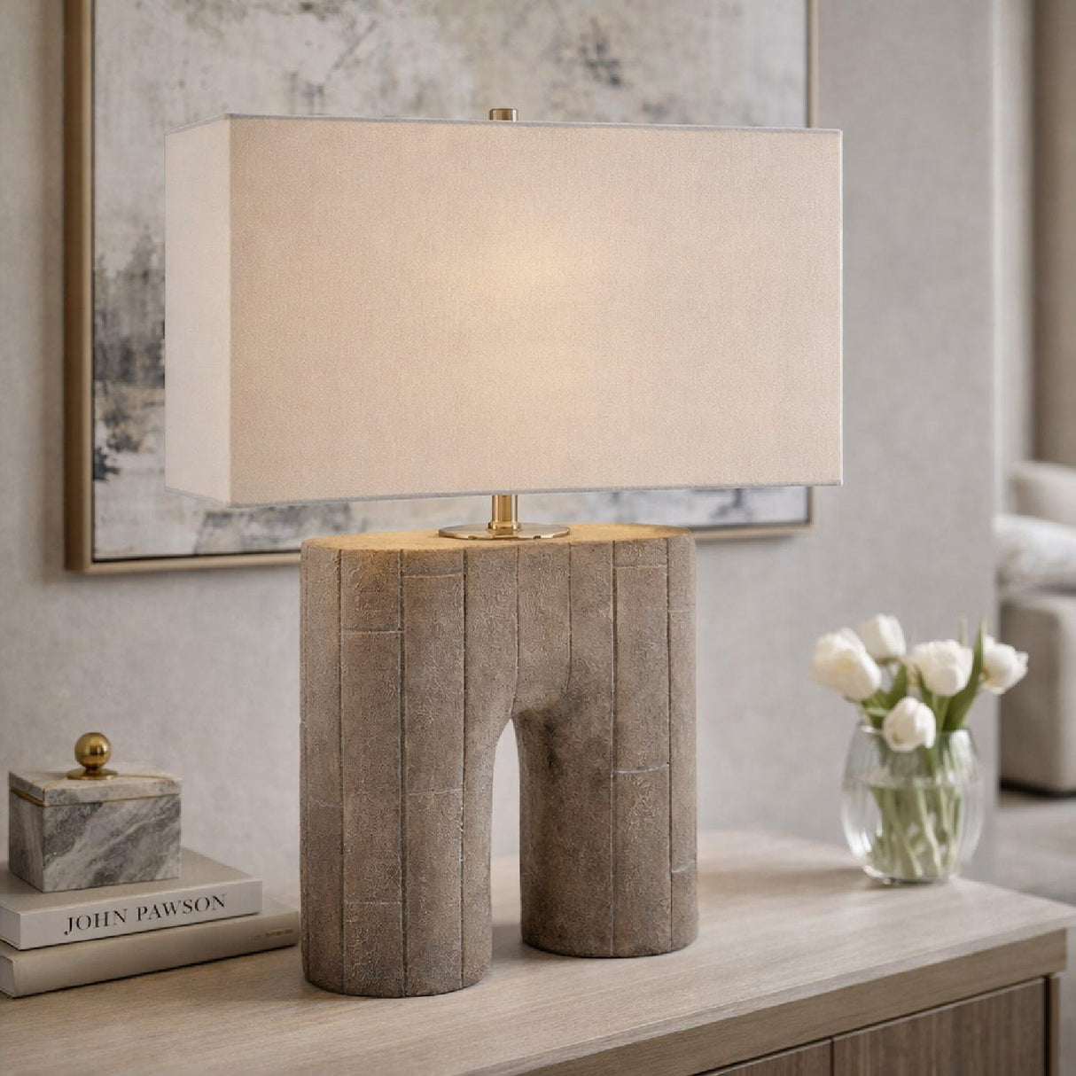 Modern European furniture - Painted Gray Accent Table Lamp - www.oroa.com