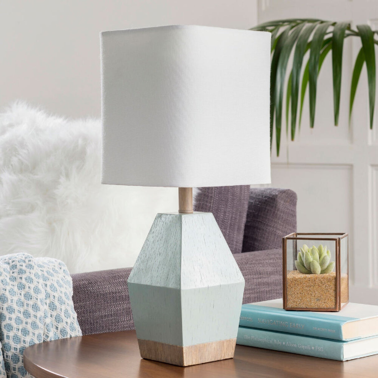Modern European furniture - Blue Faceted Accent Table Lamp - www.oroa.com
