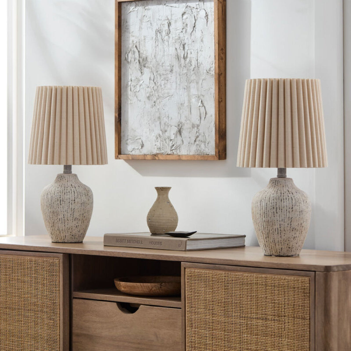 Modern European furniture - Pleated Linen Shade Table Lamps (2) - www.oroa.com