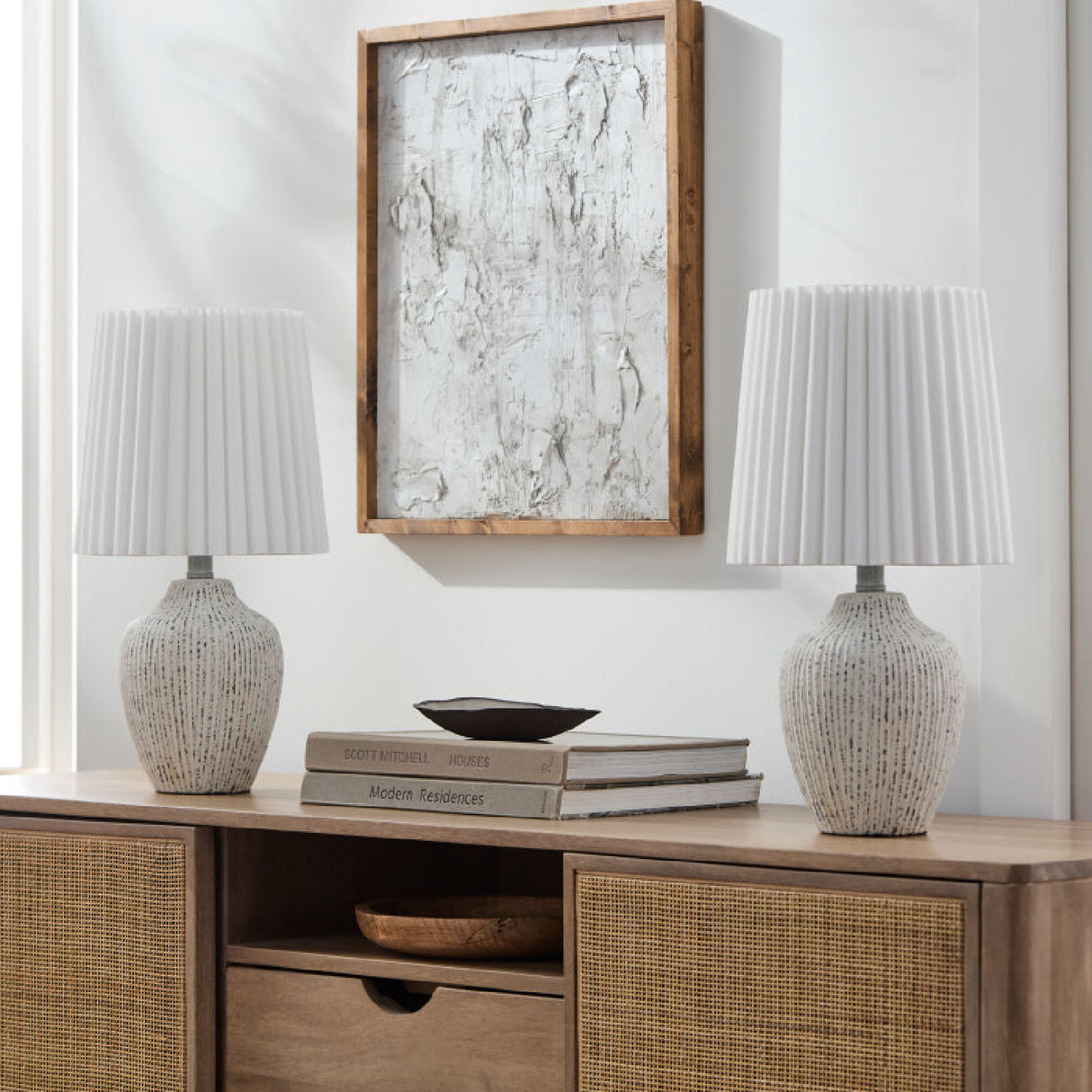 Modern European furniture - Pleated Linen Shade Table Lamps (2) - www.oroa.com