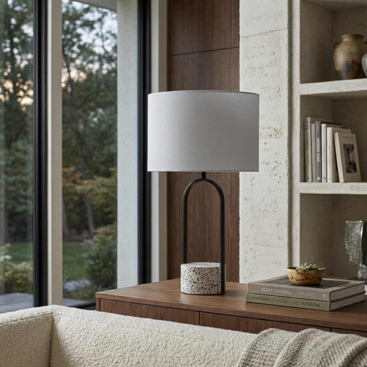 Modern European furniture - Black Framed Cement Table Lamp - www.oroa.com