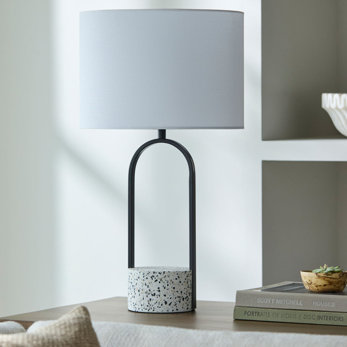 Modern European furniture - Black Framed Cement Table Lamp - www.oroa.com | Oroa.com