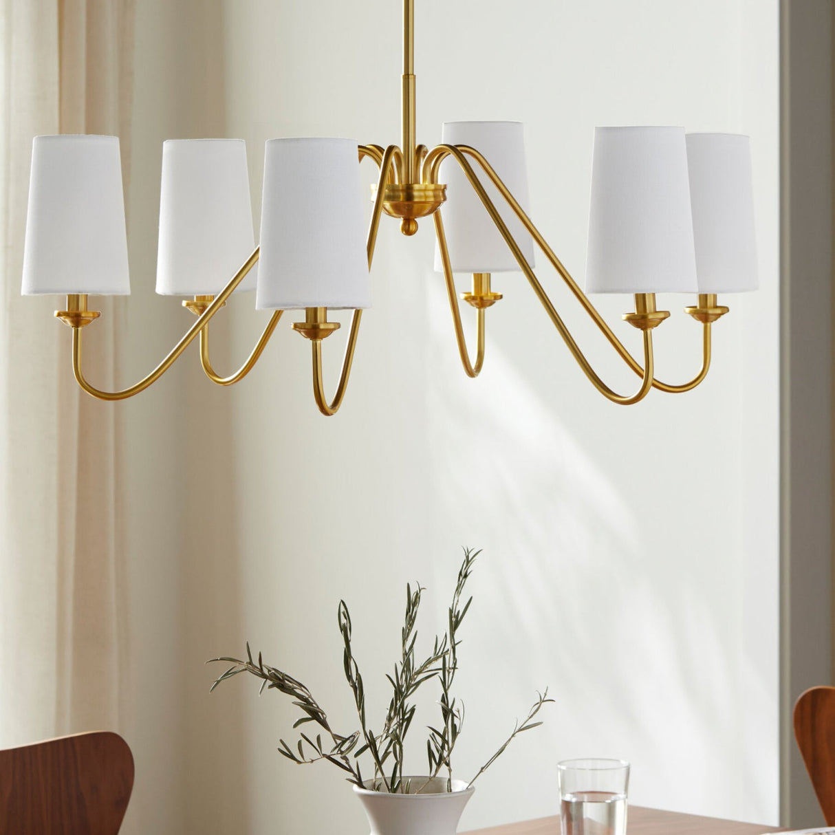 Modern European furniture - 6-Light White Linen Chandelier - www.oroa.com