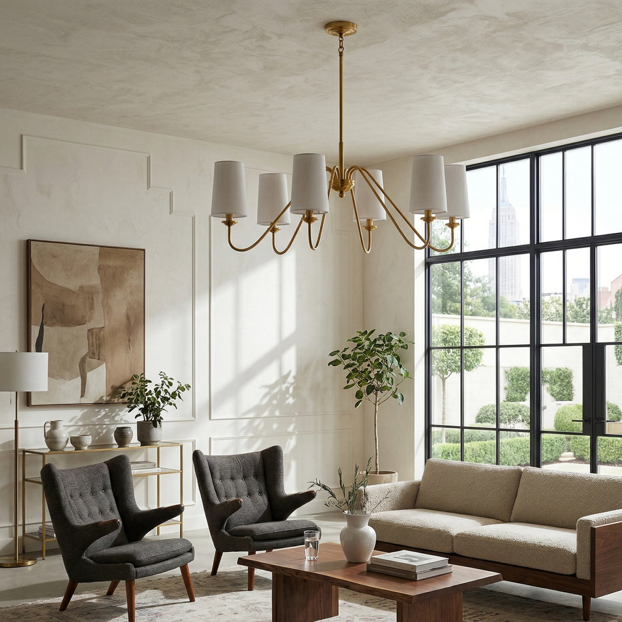 Modern European furniture - 6-Light White Linen Chandelier - www.oroa.com | Oroa.com