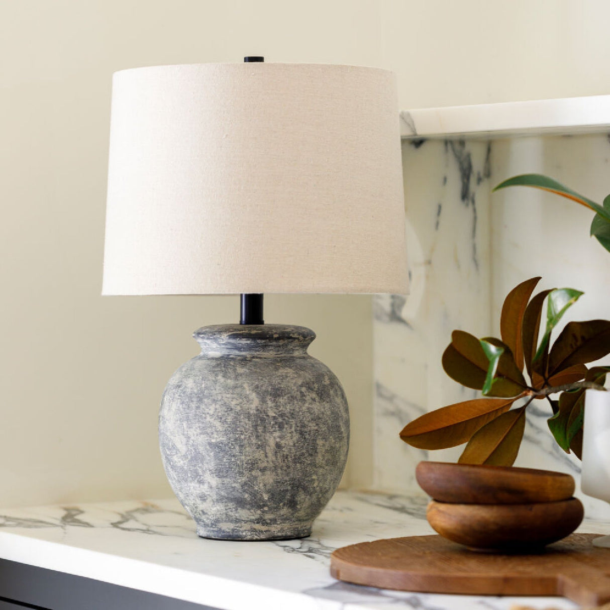 Modern European furniture - Antique Gray Ceramic Table Lamp - www.oroa.com