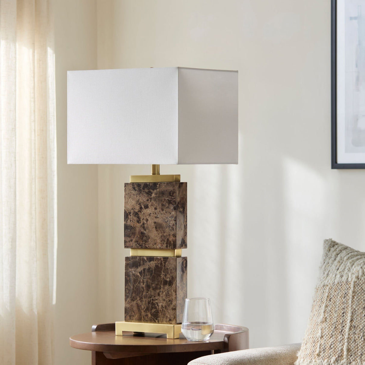 Modern European furniture - Travertine Accent Table Lamp - www.oroa.com