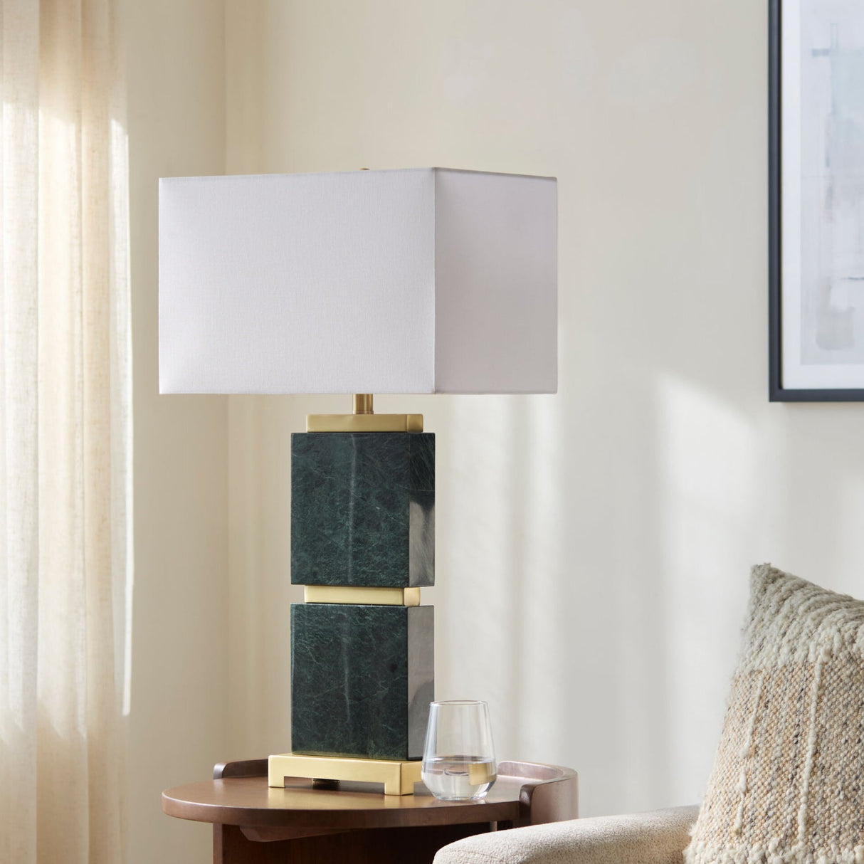 Modern European furniture - Travertine Accent Table Lamp - www.oroa.com