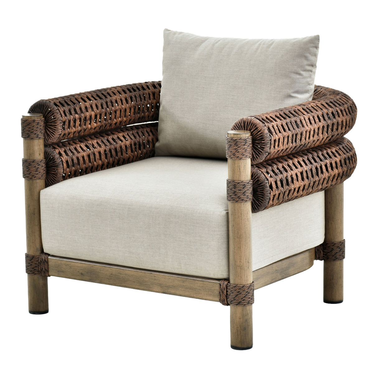 Modern European furniture - Cushioned Wicker Outdoor Accent Chair - www.oroa.com