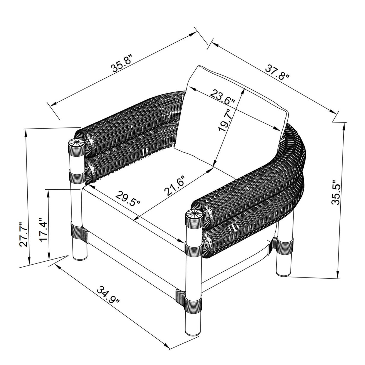Modern European furniture - Cushioned Wicker Outdoor Accent Chair - www.oroa.com