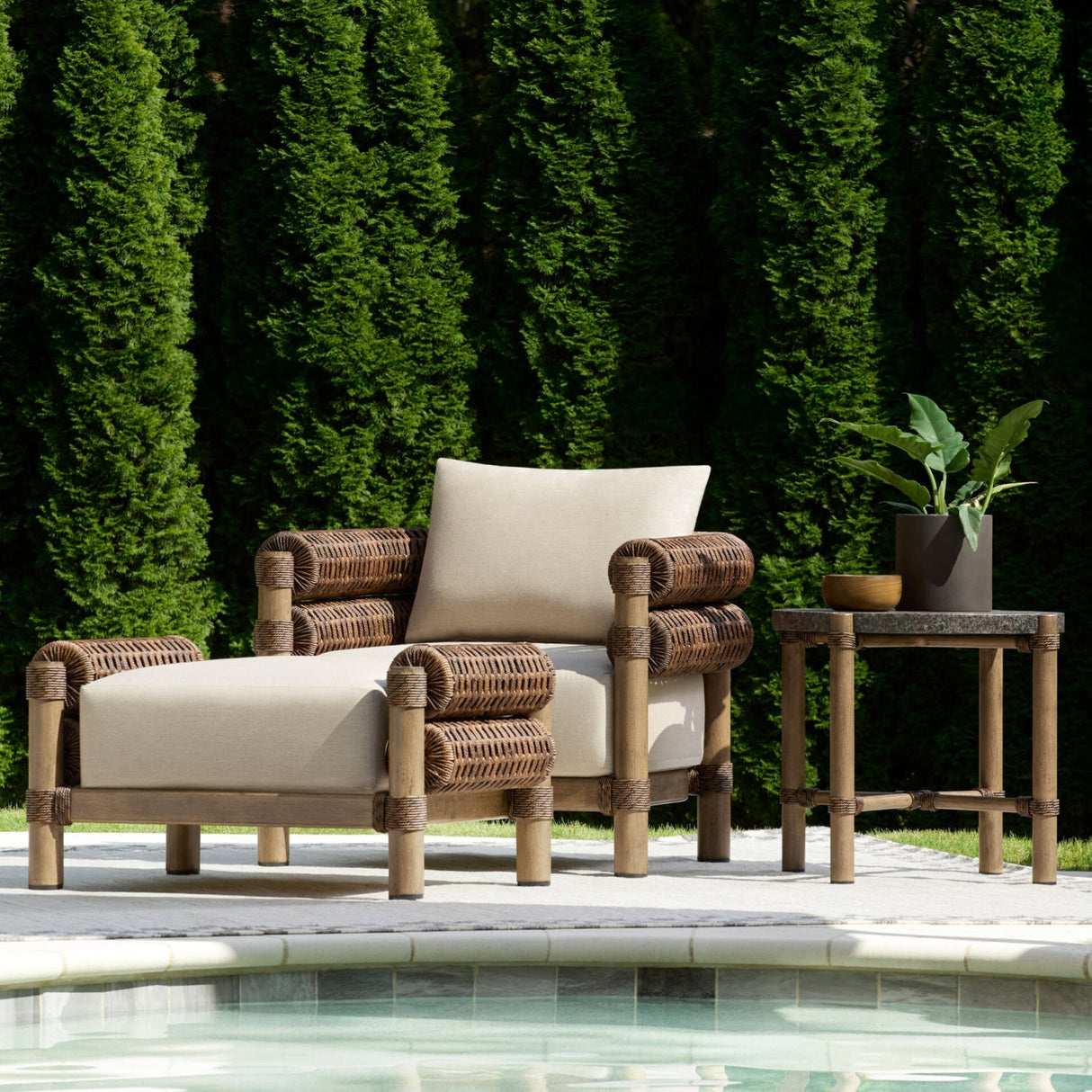 Modern European furniture - Cushioned Wicker Outdoor Accent Chair - www.oroa.com