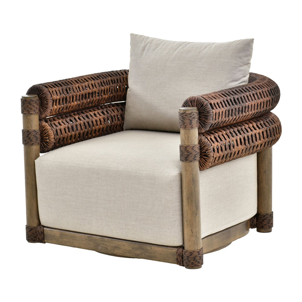 Modern European furniture - Cushioned Wicker Outdoor Swivel Chair - www.oroa.com