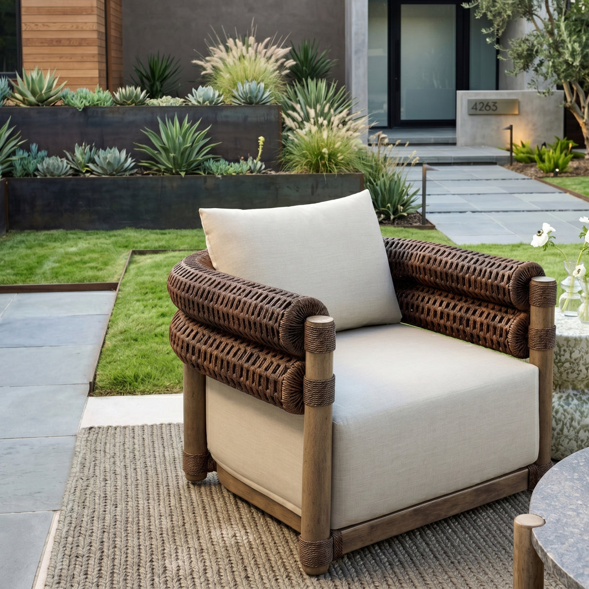 Modern European furniture - Cushioned Wicker Outdoor Swivel Chair - www.oroa.com