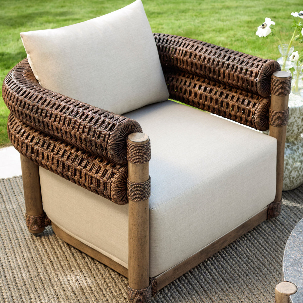 Modern European furniture - Cushioned Wicker Outdoor Swivel Chair - www.oroa.com