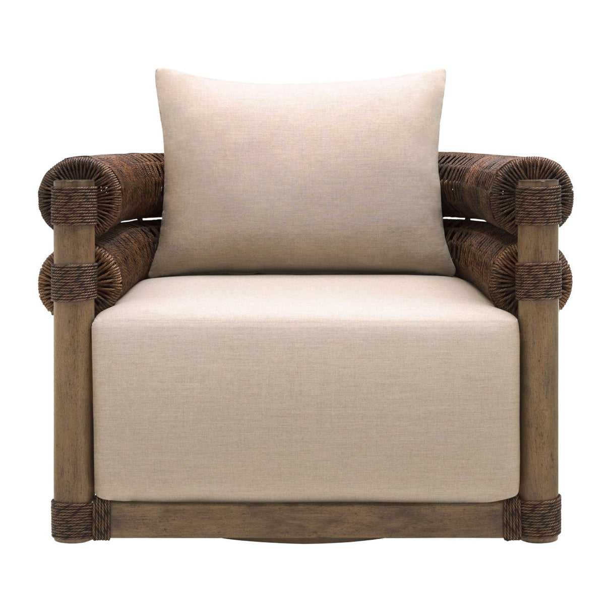 Modern European furniture - Cushioned Wicker Outdoor Swivel Chair - www.oroa.com