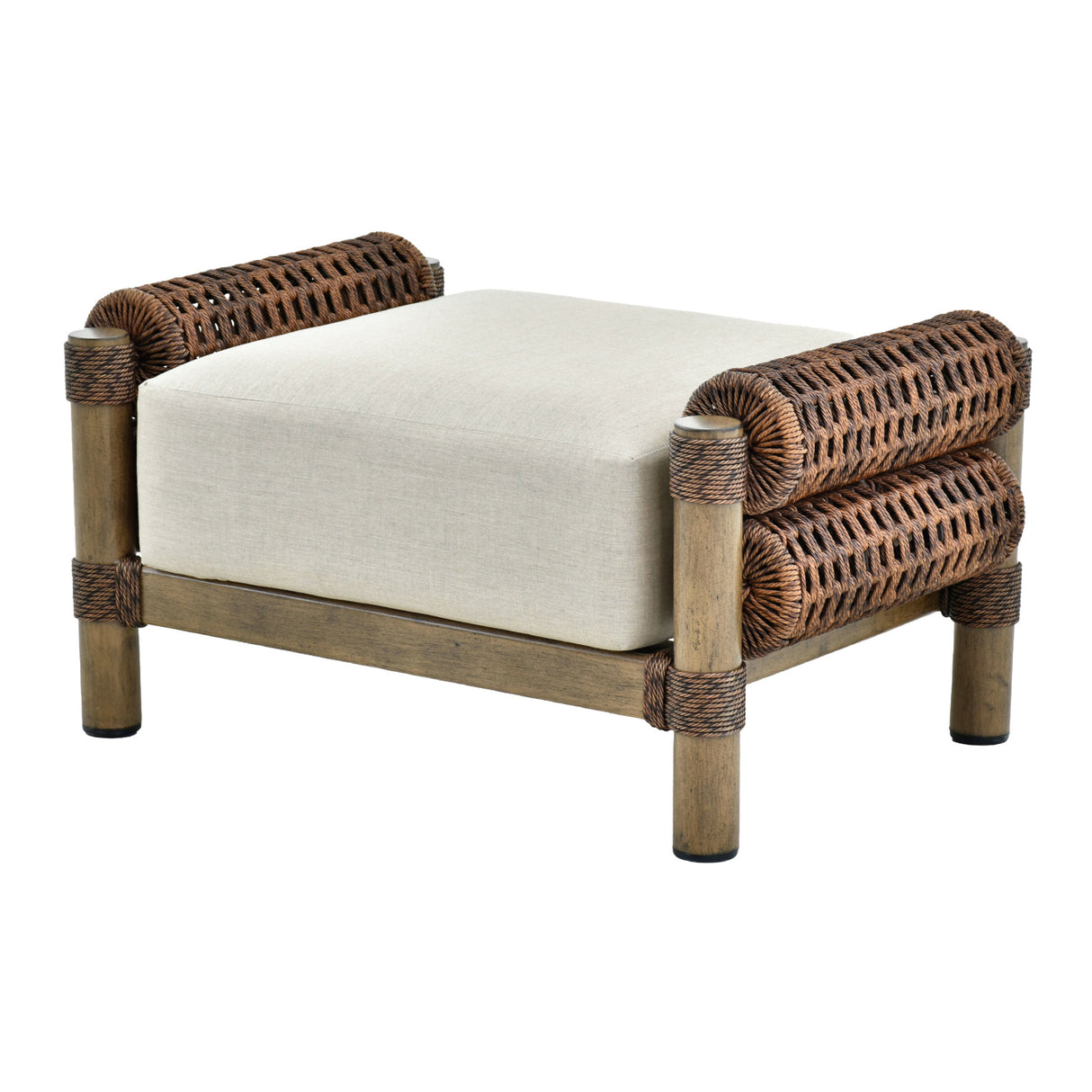 Modern European furniture - Cushioned Wicker Outdoor Ottoman - www.oroa.com
