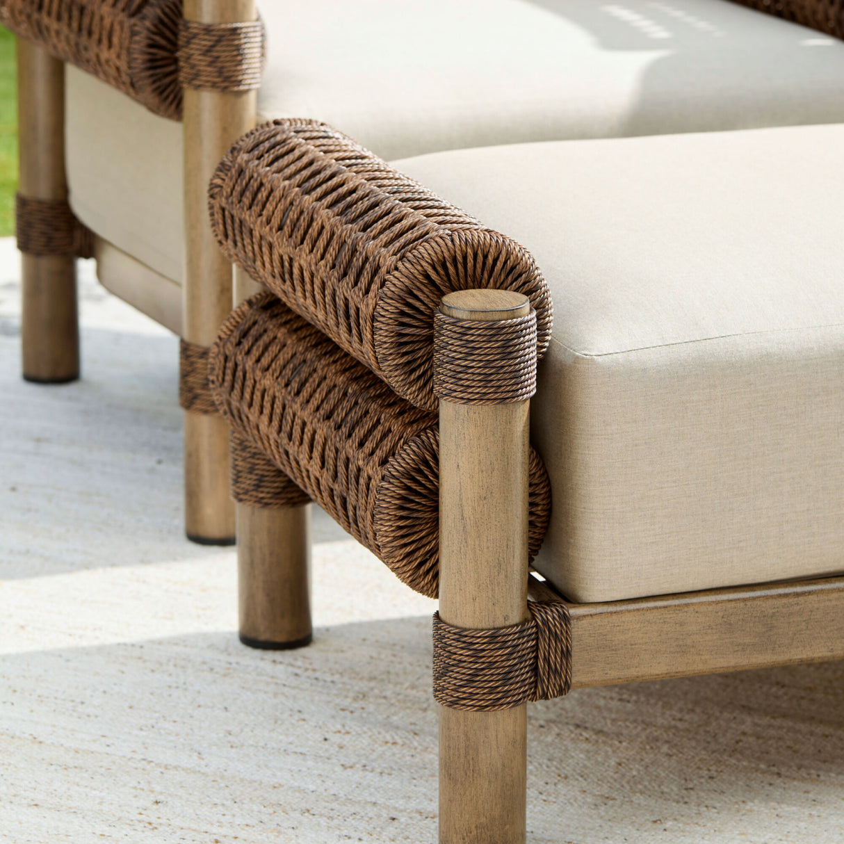 Modern European furniture - Cushioned Wicker Outdoor Ottoman - www.oroa.com