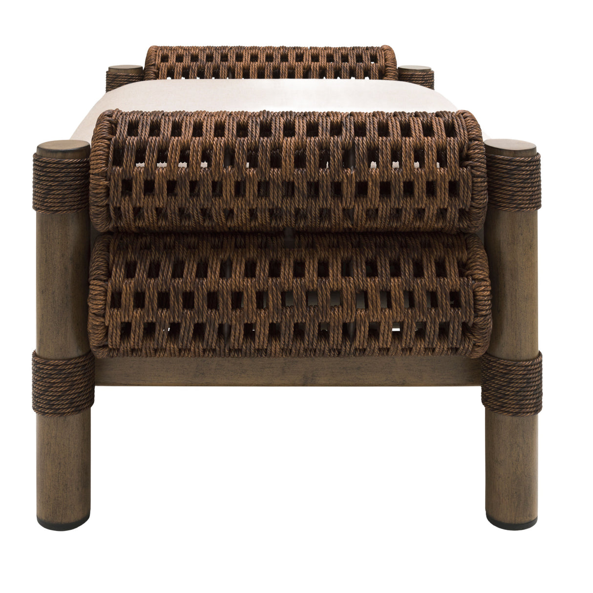Modern European furniture - Cushioned Wicker Outdoor Ottoman - www.oroa.com