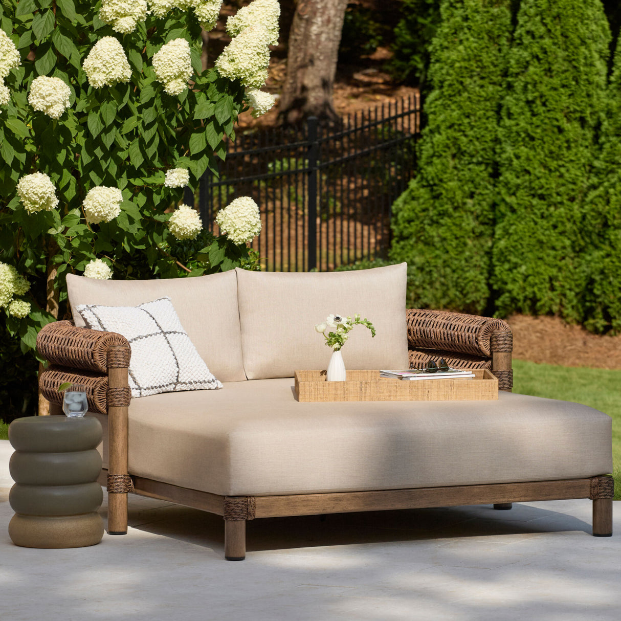 Modern European furniture - Cushioned Wicker Outdoor Daybed - www.oroa.com