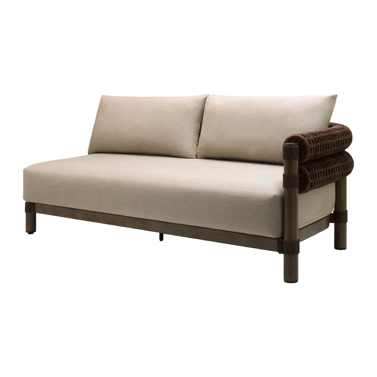 Modern European furniture - Cushioned Wicker Outdoor Right-Armed Sofa - www.oroa.com
