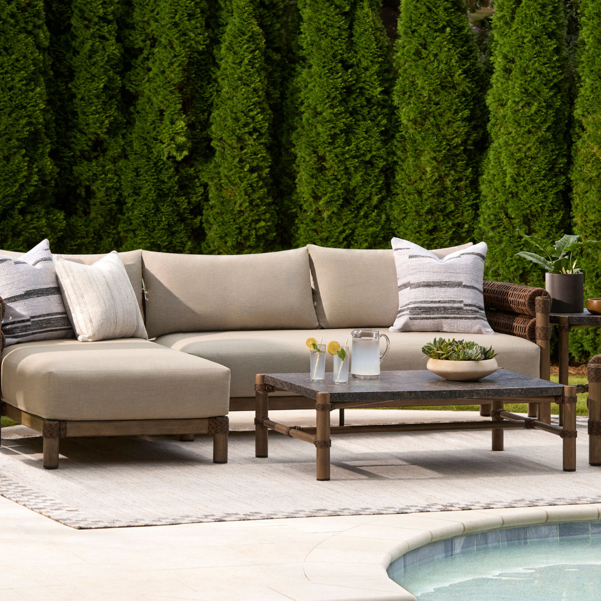 Modern European furniture - Cushioned Wicker Outdoor Right-Armed Sofa - www.oroa.com