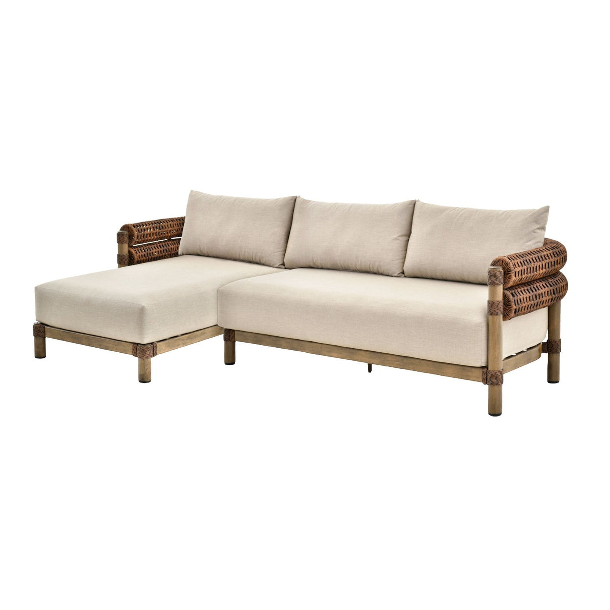 Modern European furniture - Cushioned Wicker Outdoor Right-Armed Sofa - www.oroa.com