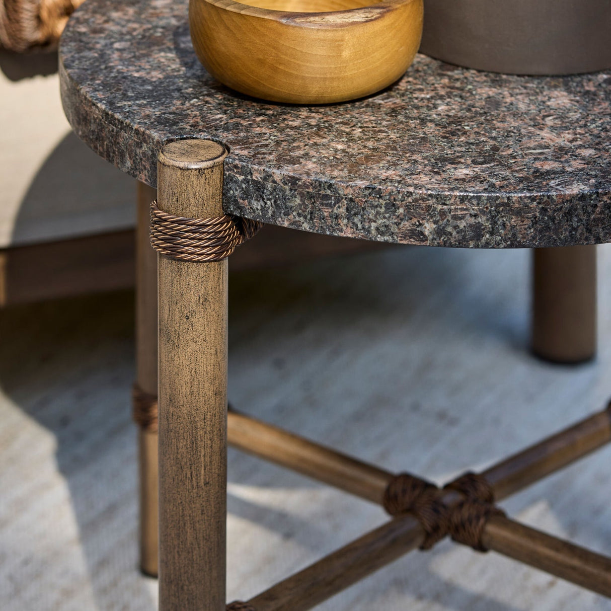 Modern European furniture - Brown Stone Round Outdoor End Table - www.oroa.com